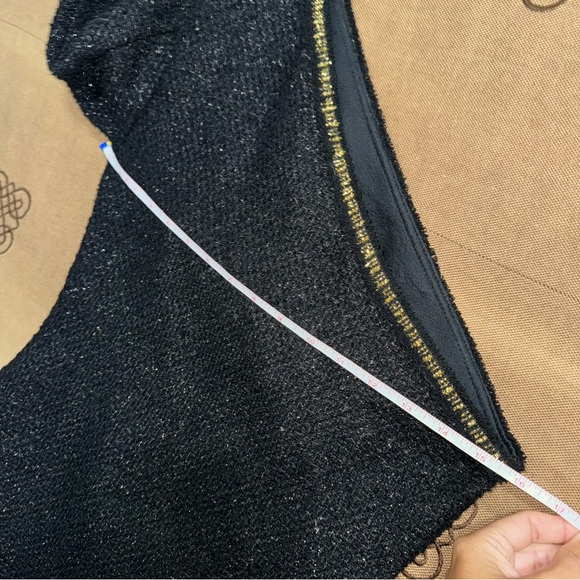 Zara NWT! Black/Gold Asymmetric Textured Shoulder Pad Mini Dress Size S - Picture 14 of 15